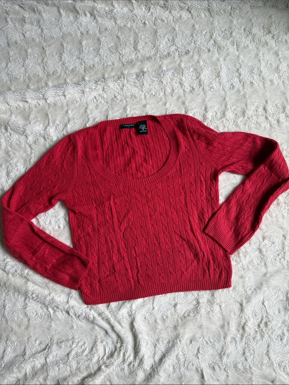 Moda International Red Cable Scoop Neck Sweater